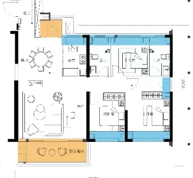 方岛金茂晓棠三室两厅两卫125㎡户型图