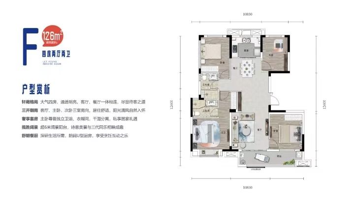 北辰经开优+四室两厅两卫125㎡户型图