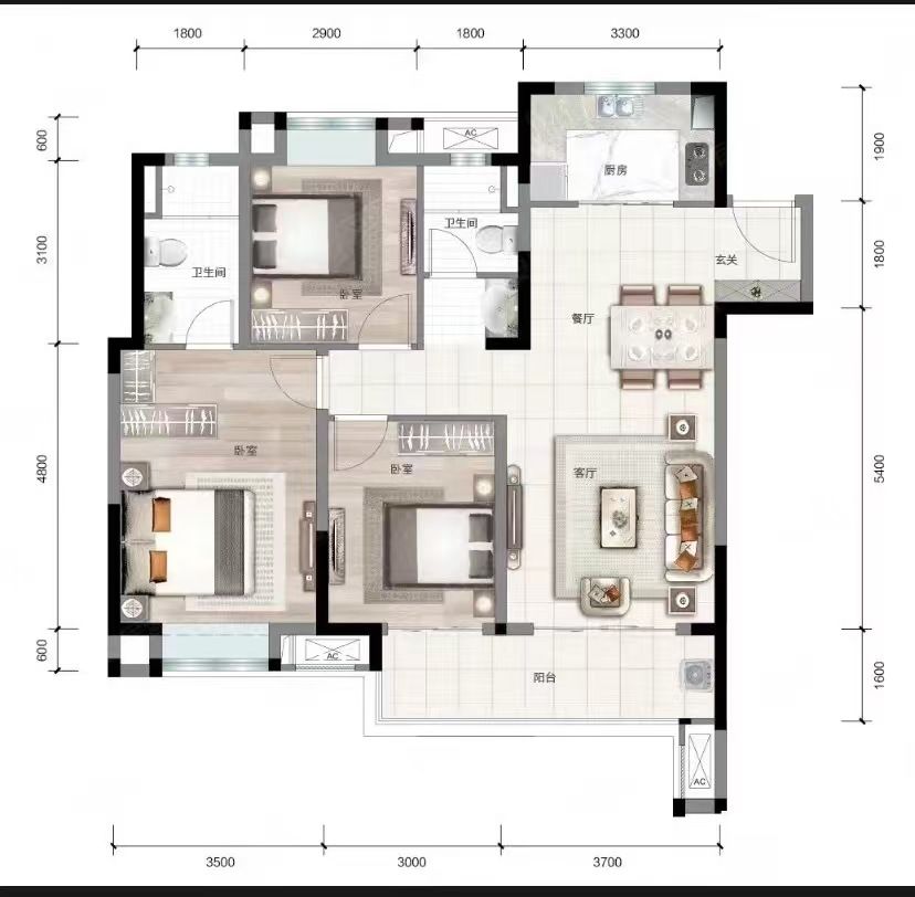 中国铁建.江语城三室两厅两卫120㎡户型图