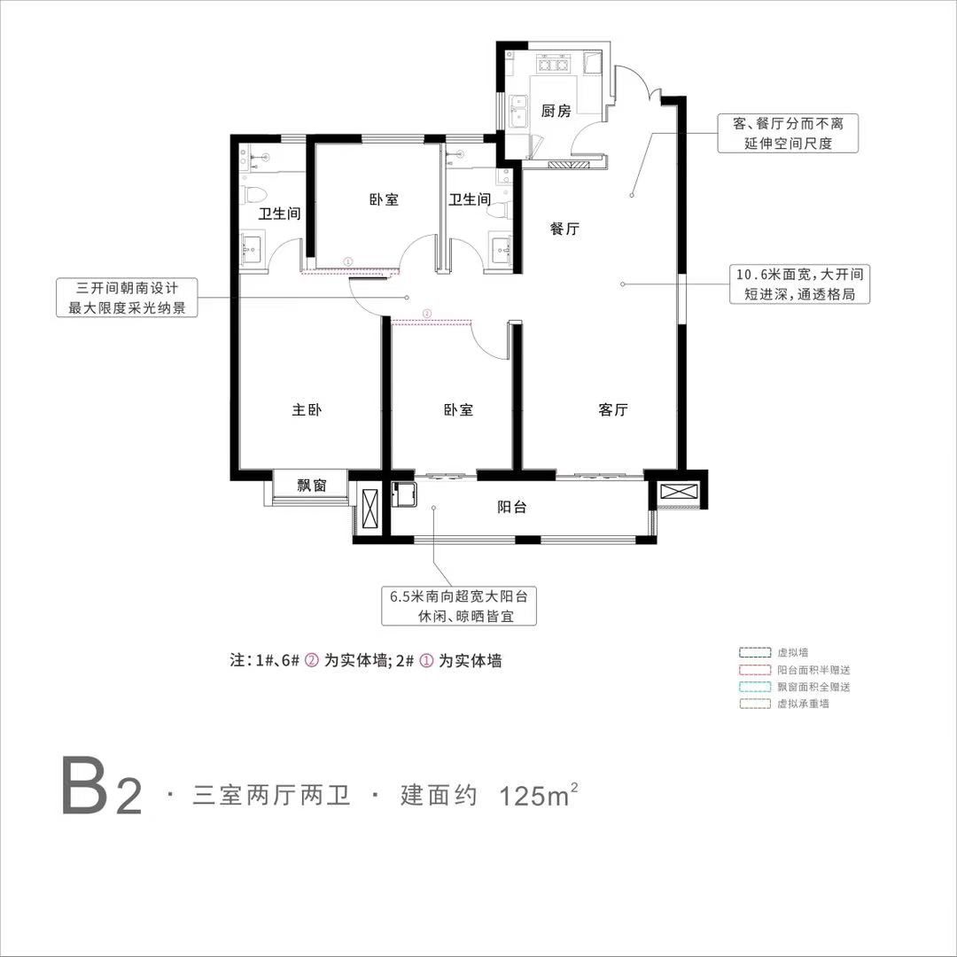 中建.锦绣楚城三室两厅两卫125㎡户型图