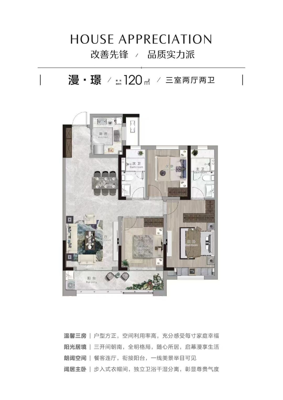 信达新外滩三房两厅两卫120㎡户型图