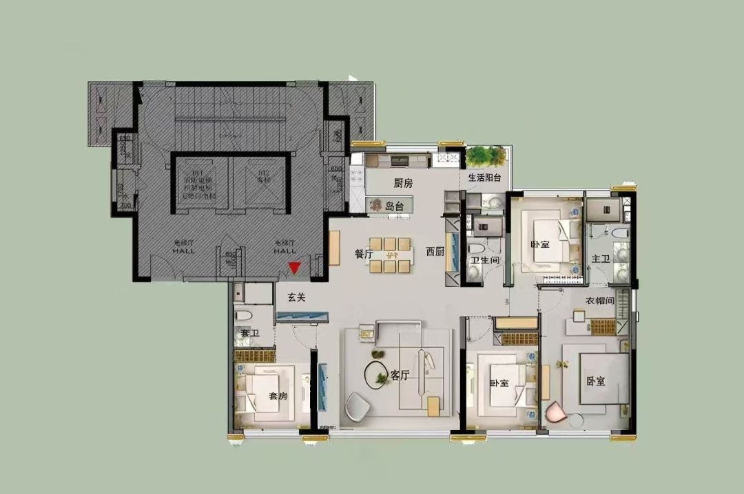 中寰悦府四房两厅两卫172㎡户型图