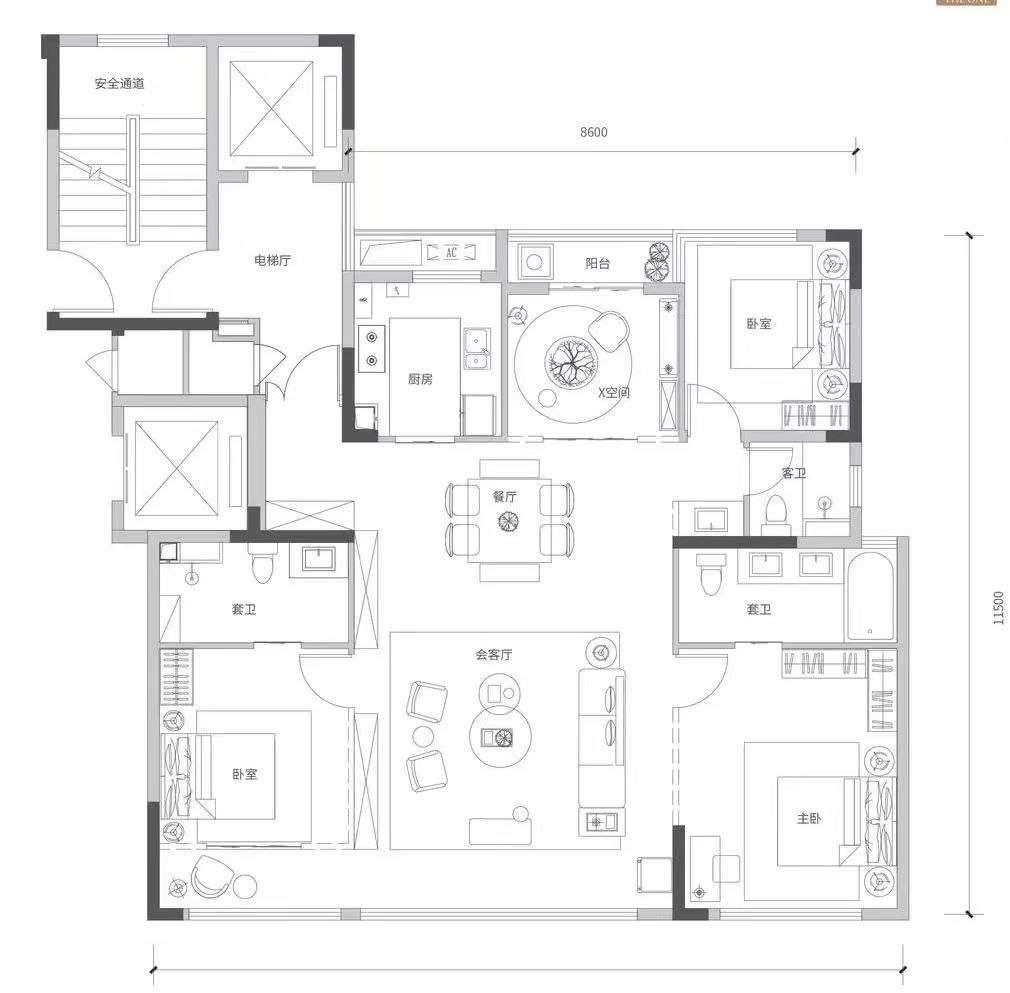 天创.元萃四房两厅三卫